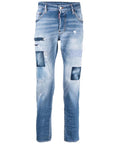Dsquared2 Men's Patchwork Distressed-Effect Skinny Jeans Blue