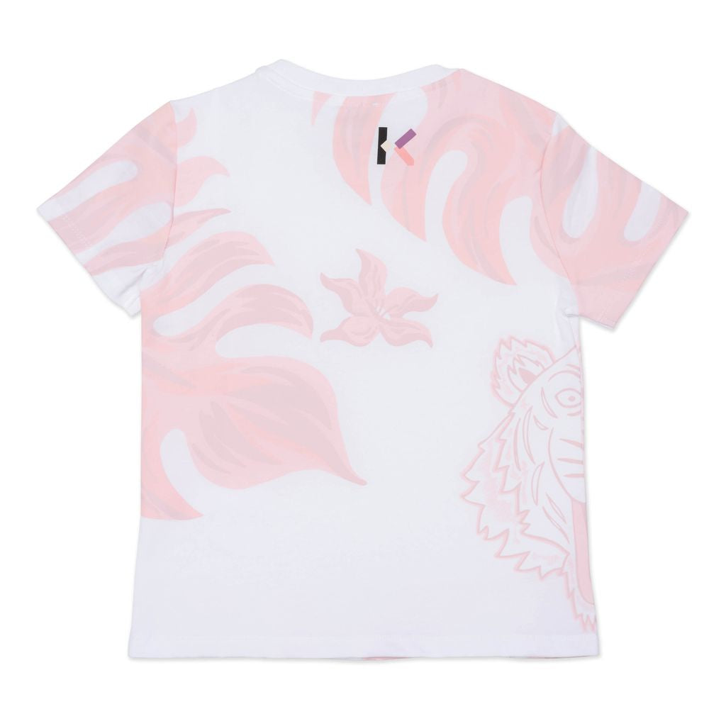 Kenzo Girls Animal Print Logo T-Shirt Pink