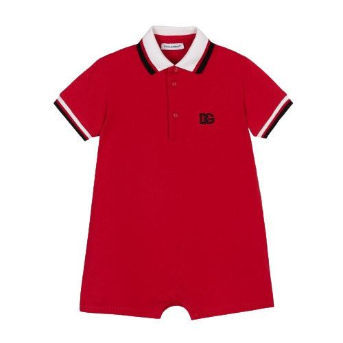 Dolce &amp; Gabbana Baby Boys Logo Baby-Grow Polo Red