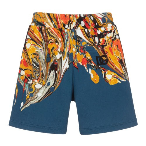 Dolce &amp; Gabbana Boys Marble Print Shorts Blue