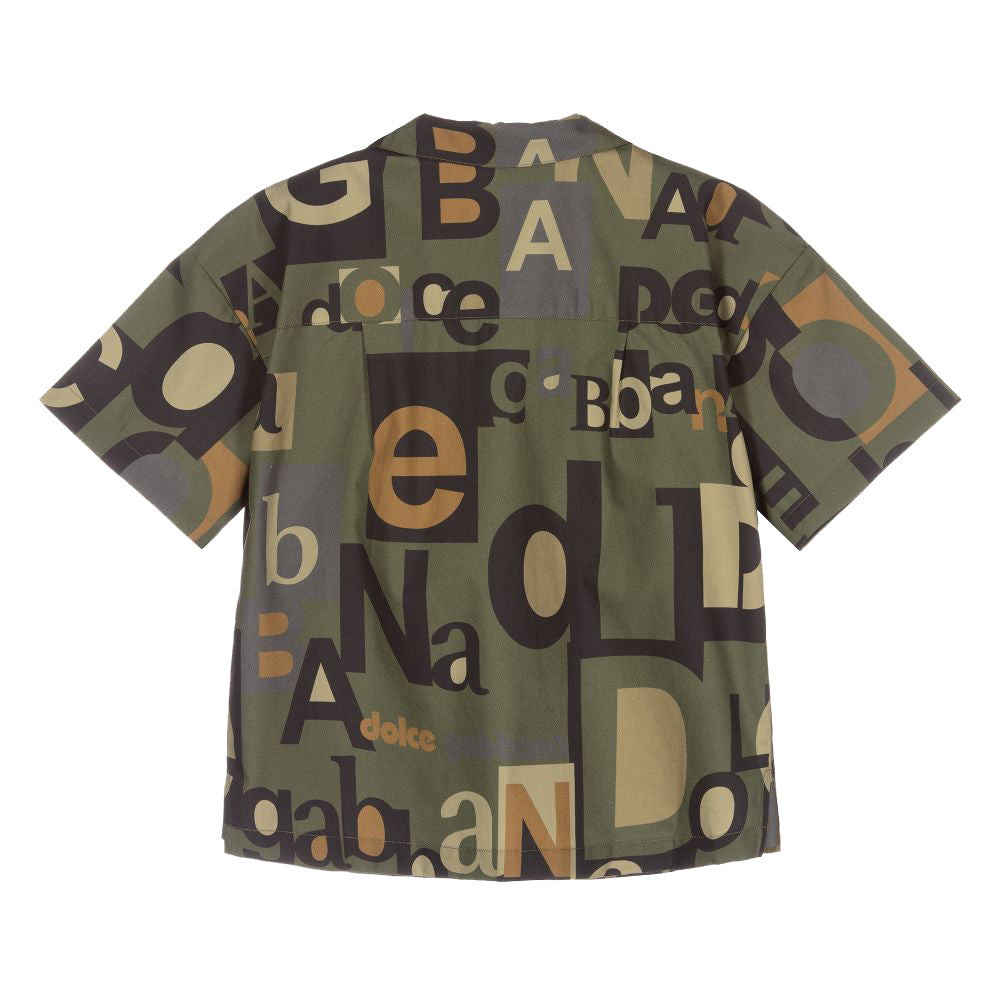 Dolce &amp; Gabbana Boys Logo Cotton Shirt Khaki