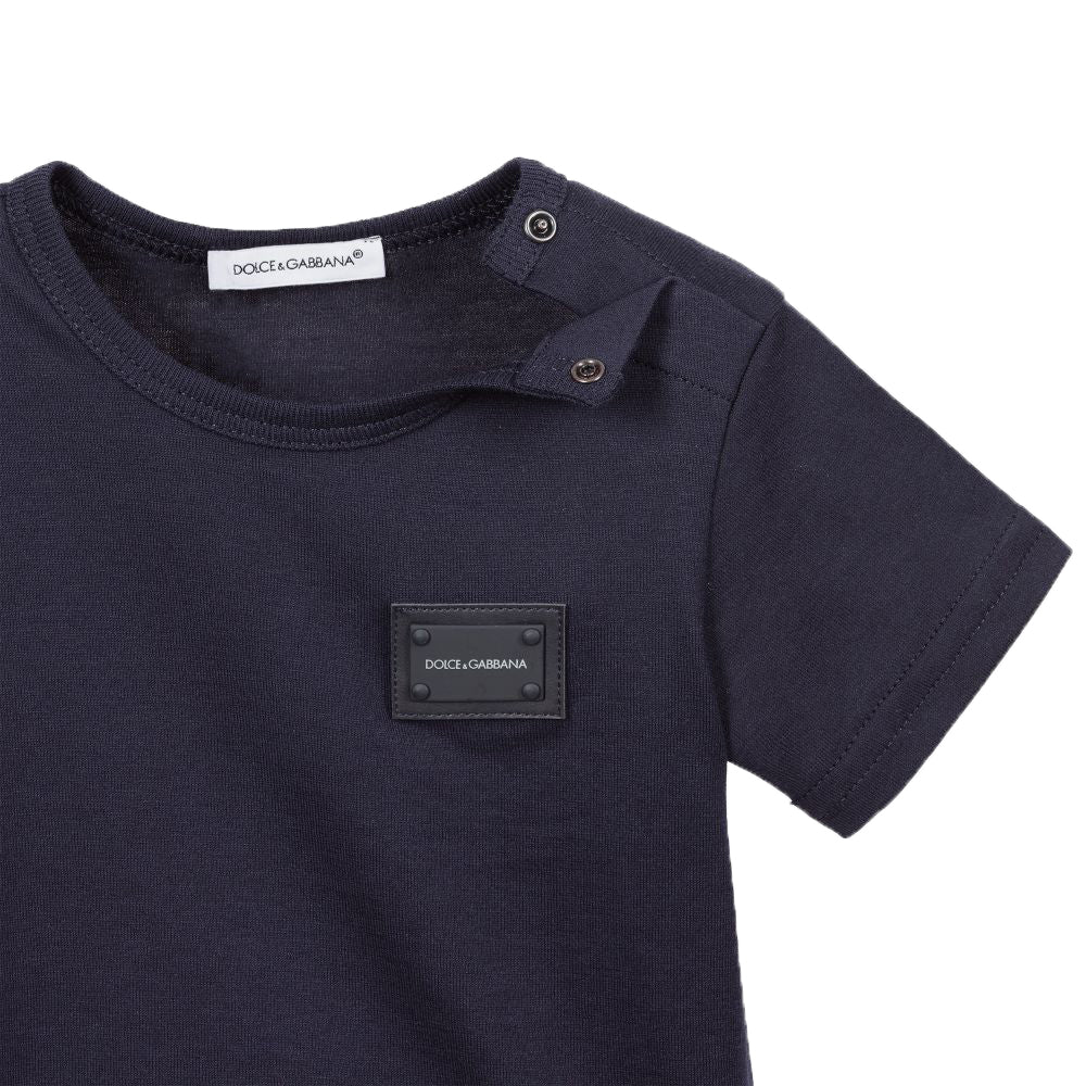 Dolce &amp; Gabbana Baby Boys Badge Logo T-Shirt Navy