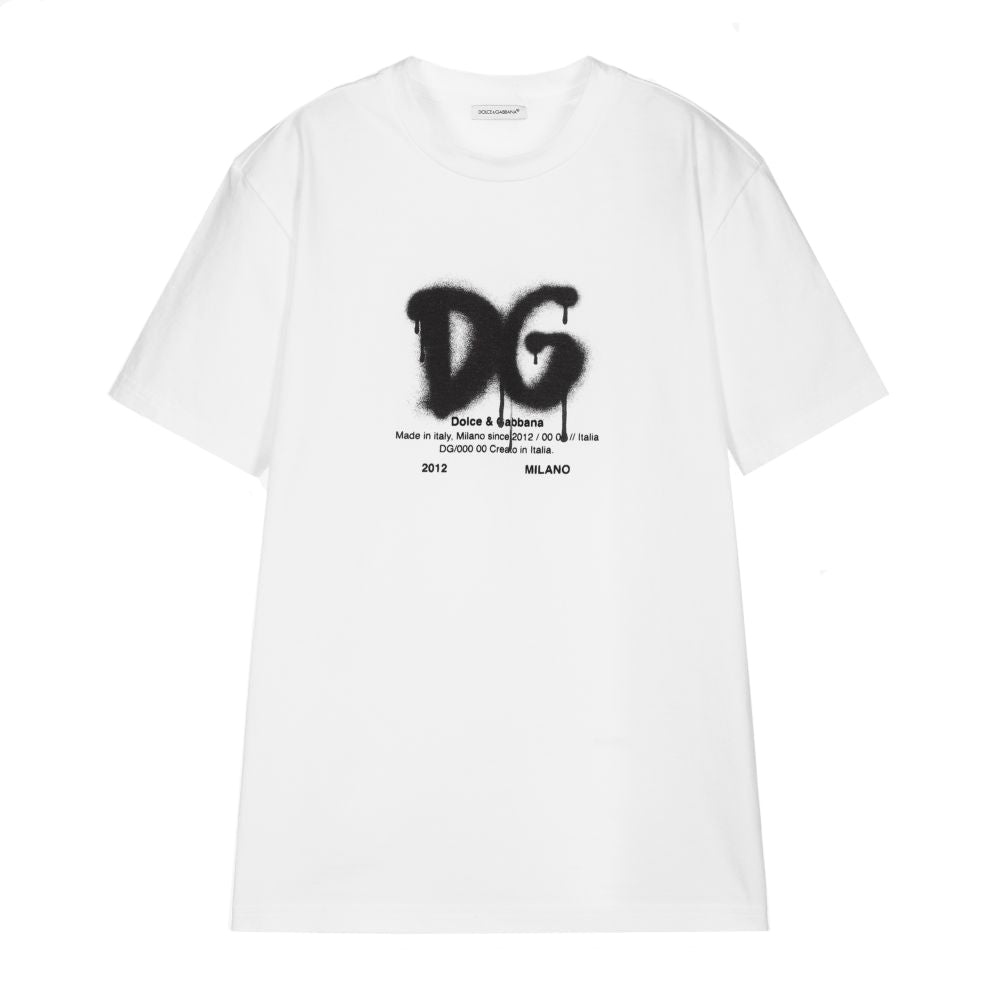 Dolce &amp; Gabbana Boys White Spray Logo T-Shirt