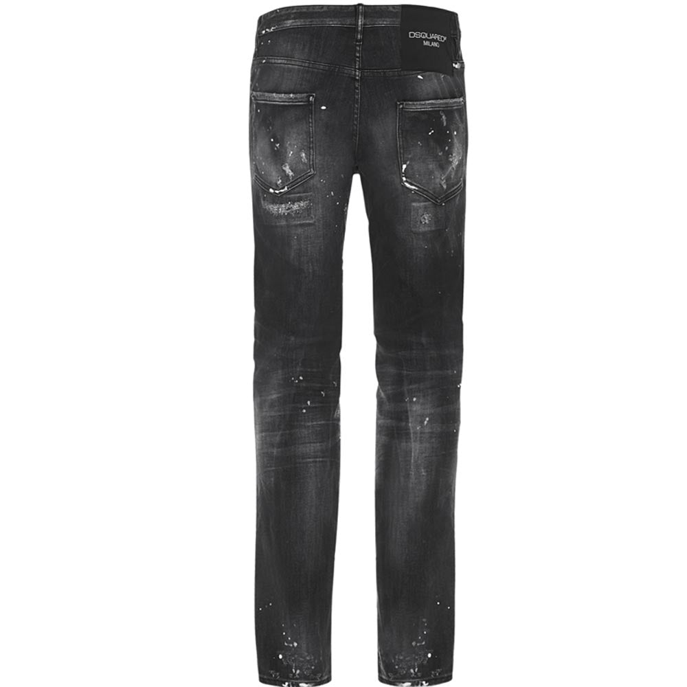 Dsquared2 Men&#39;s Distressed Paint-Splatter Jeans Black