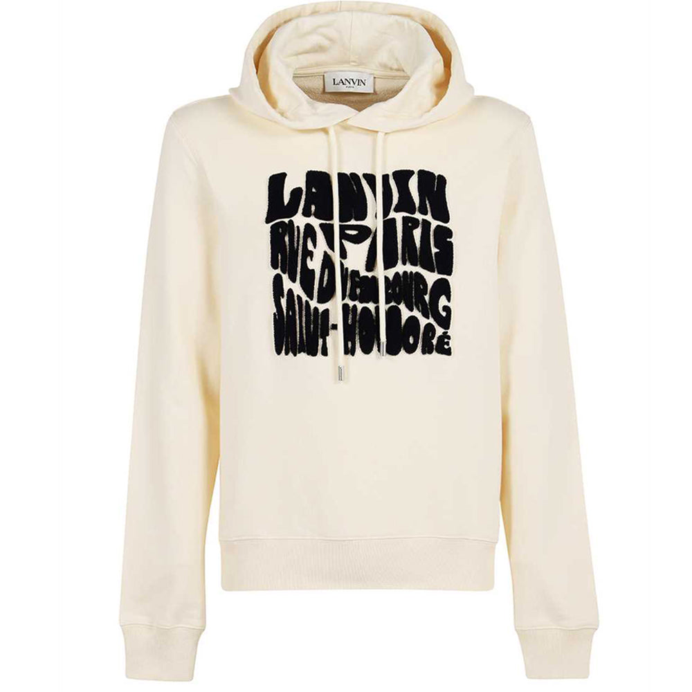 Lanvin Men&#39;s Carpeted Hoodie Cream