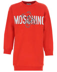 Moschino Girls Logo Bear Sweatshirt Dress Red