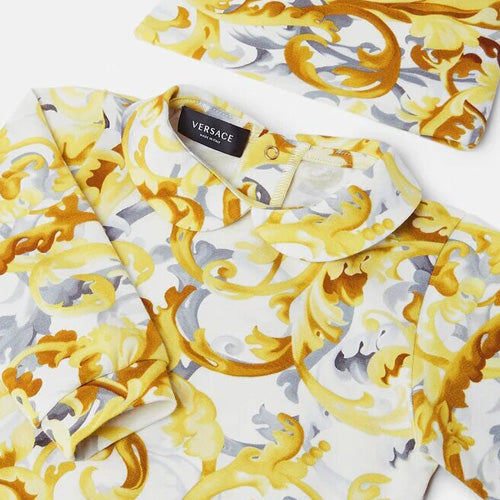 Versace -  Baby White/Gold Unisex Babygrow Set