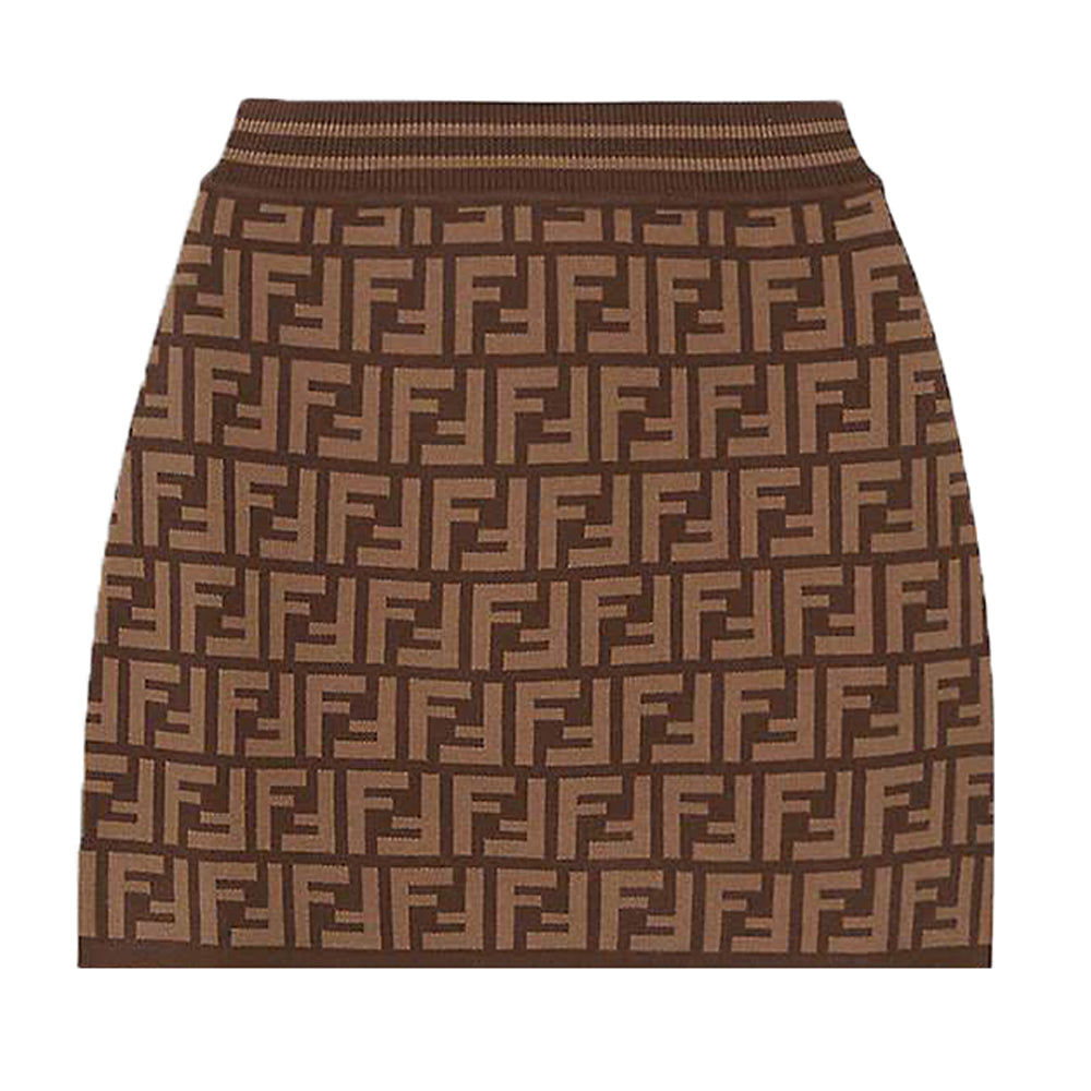 Fendi FF-print woven skirt Brown