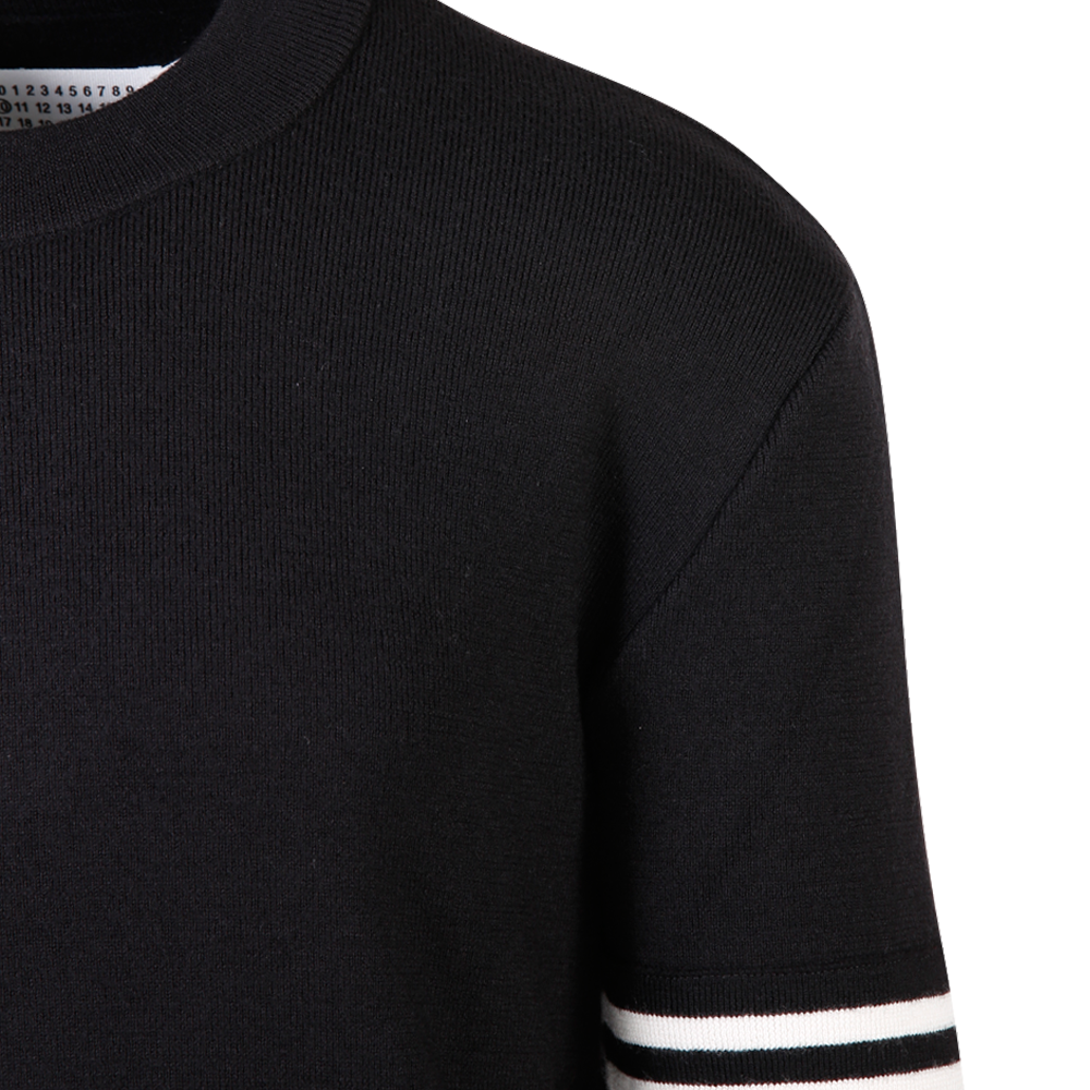 Mens Maison Margiela Stripe-detail long-sleeve jumper Black