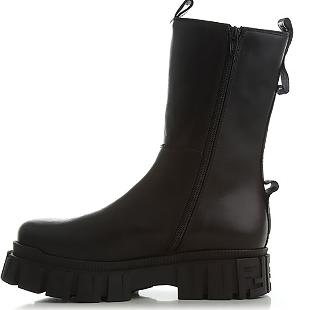 Fendi Girls Chunky Leather Boots Black