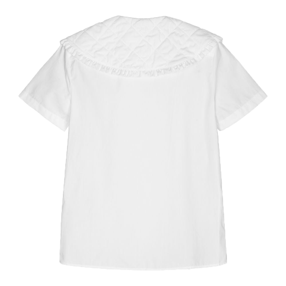 Fendi Girls Cotton Poplin Logo Blouse White
