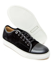 Lanvin Men's Suede And Patent Low Top Sneakers Black