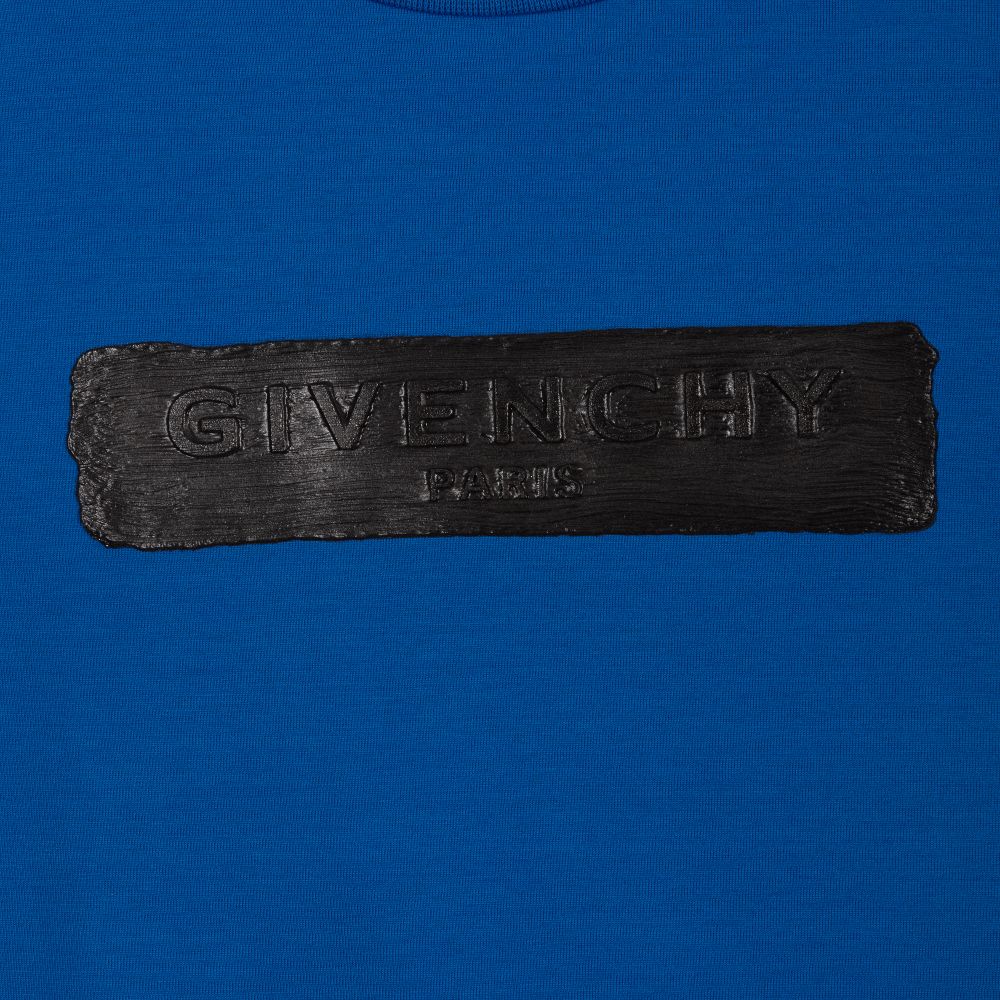 Givenchy Boys Paint Logo T-Shirt Blue