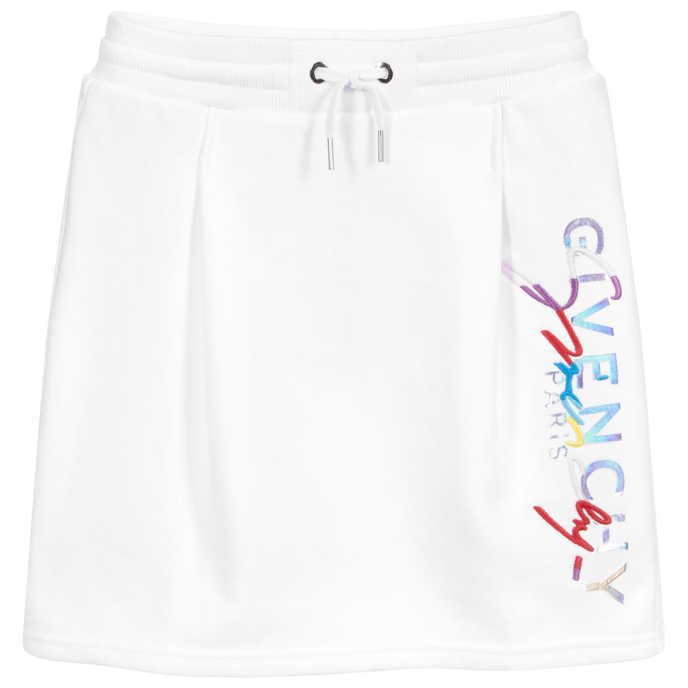 Givenchy Girls Logo Print Skirt White