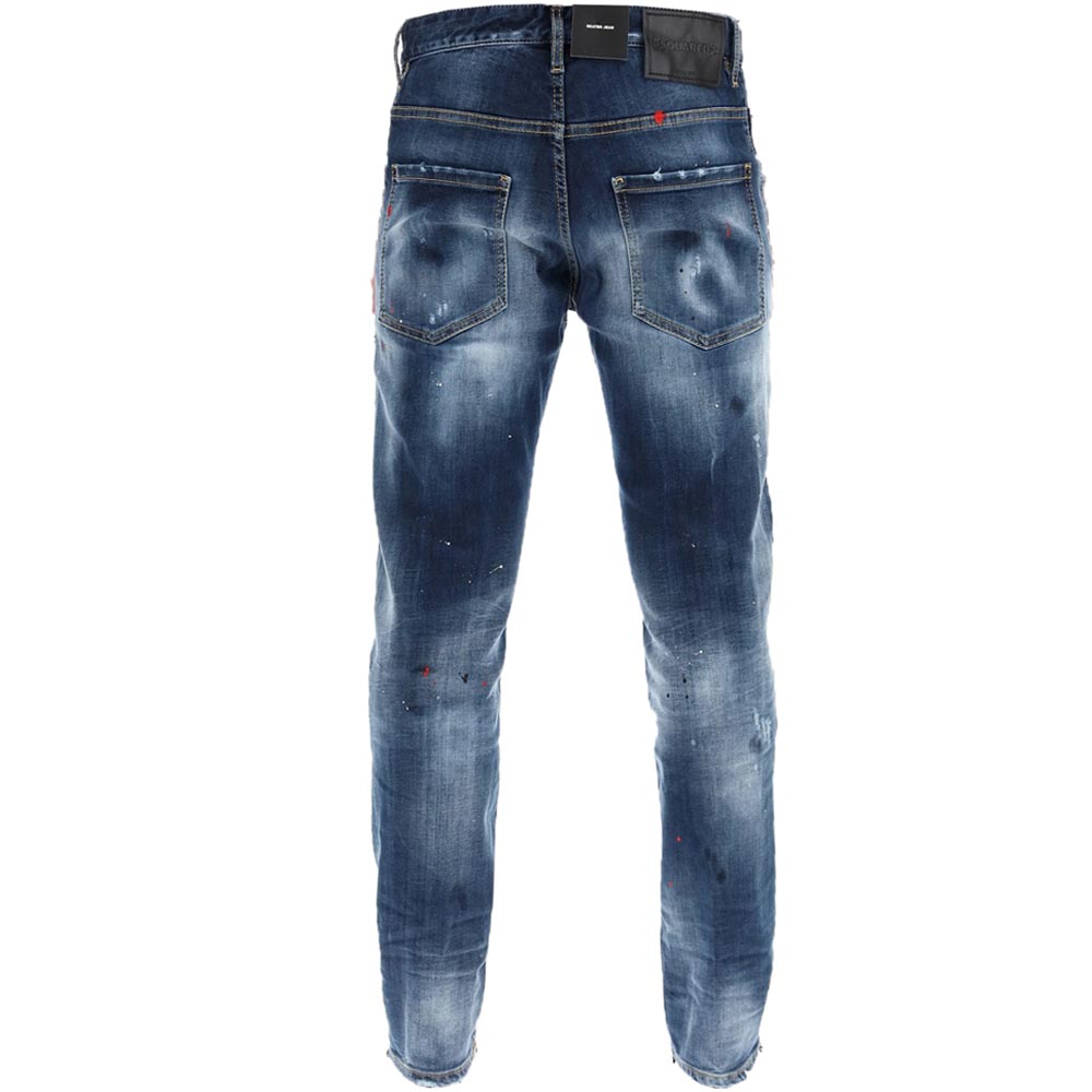 Dsquared2 Men&#39;s Distressed Paint Splatter Jeans Navy