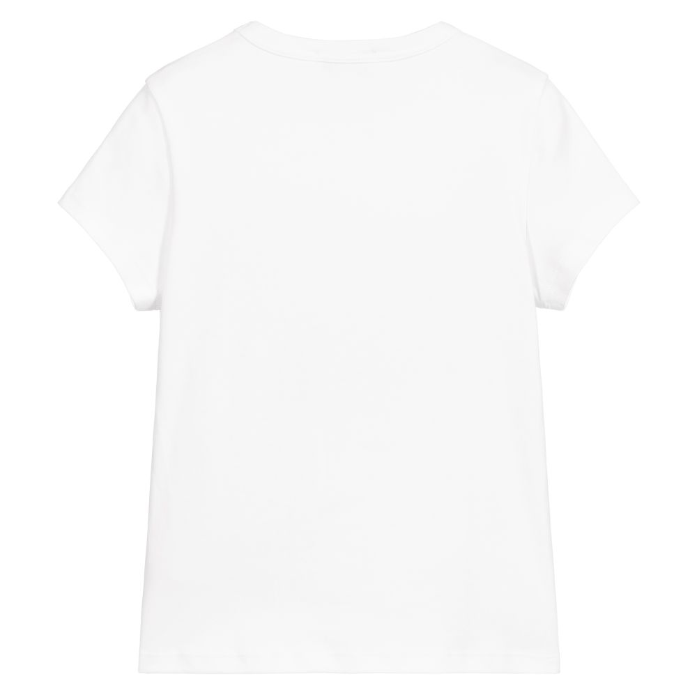 Lanvin Girls Flower Swirl Logo T-Shirt White