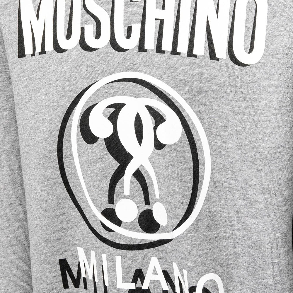 Moschino Boys 3 Dimensional Milano Logo Hoodie Grey