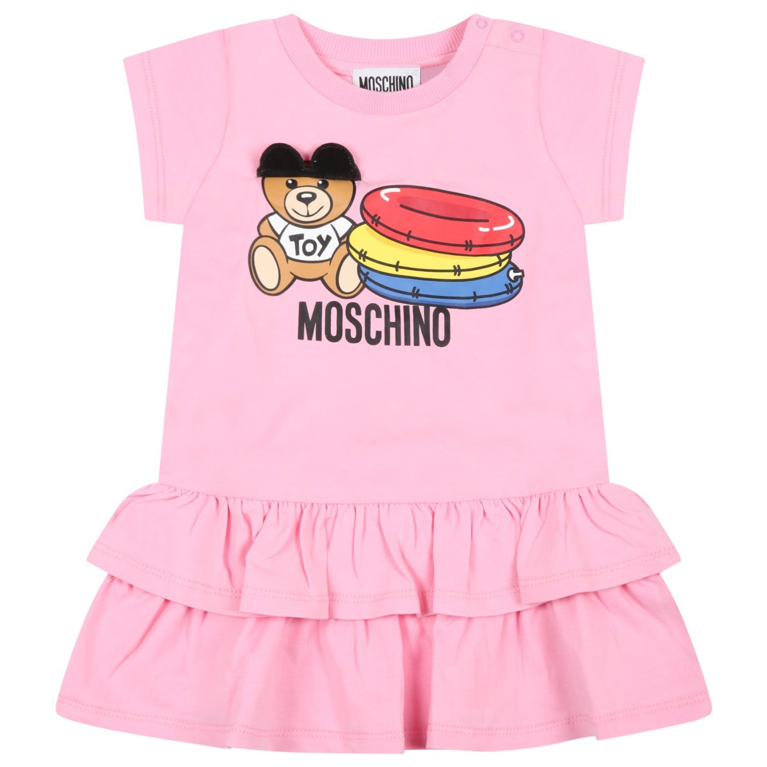Moschino Baby Girls Bear Logo Dress Pink