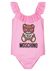 Moschino Girls Toy Bear Swimsuit Pink