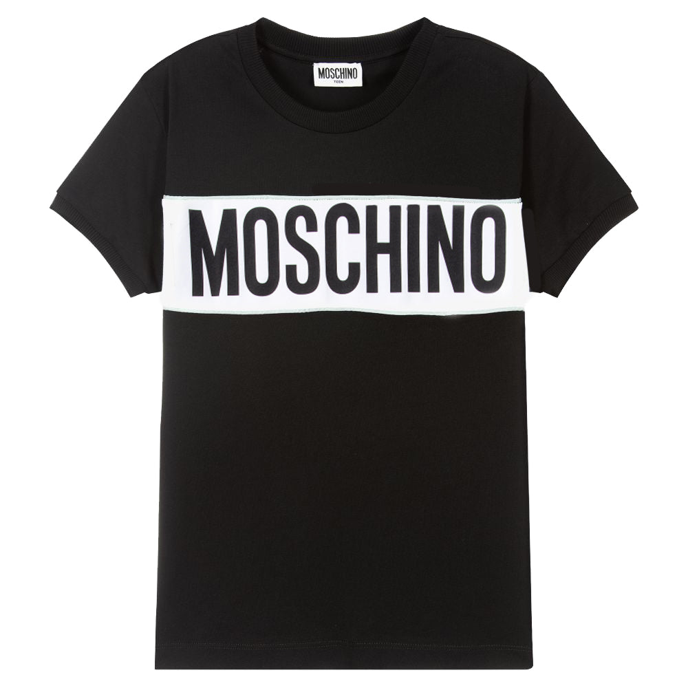 Moschino Boys Logo Panelled T-Shirt Black