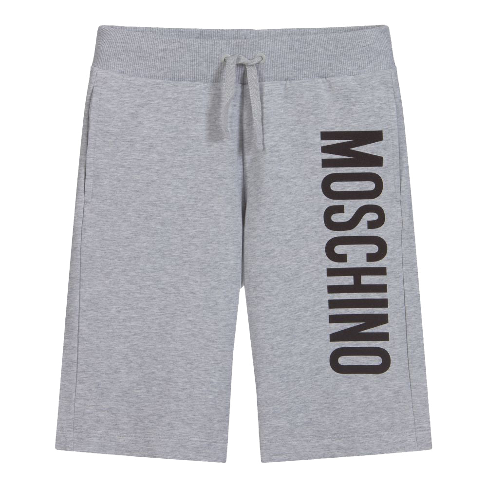 Moschino Boys Logo Cotton Shorts Grey