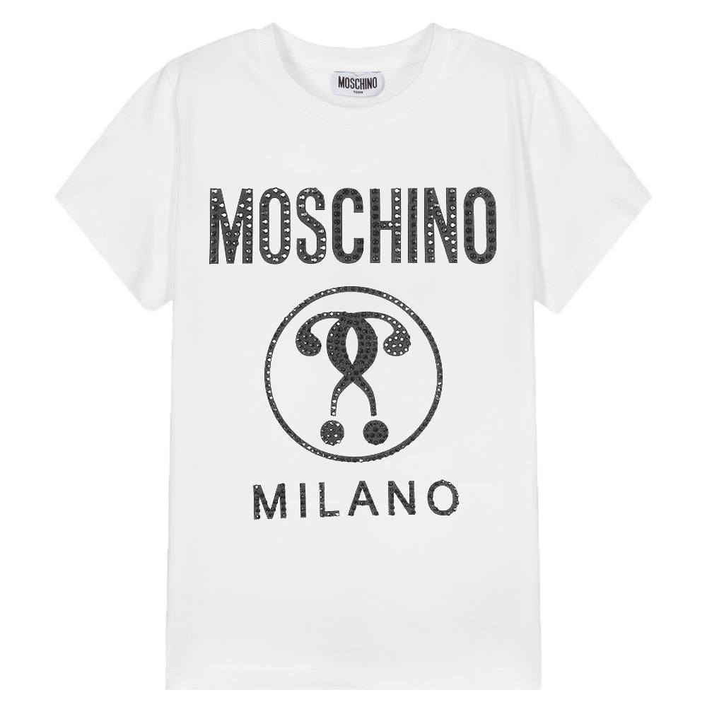 Moschino Girls Milano Diamante T-Shirt White