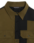 Neil Barrett Men's Abstract Colour-block Cotton Shirt Khaki