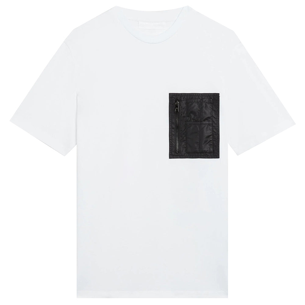 Neil Barrett Men&#39;s Minimalist Jersey Nylon Pocket T-Shirt White