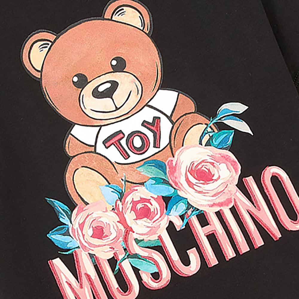 Moschino Girls Maxi Floral Bear T-Shirt Black