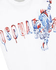 Dsquared2 Men's Doodle C Tiger Water Stain T-Shirt White