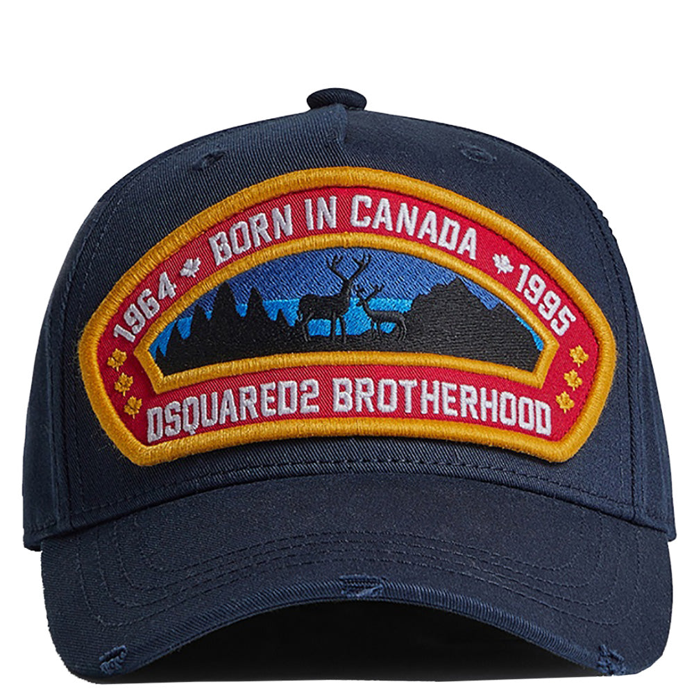 Dsquared2 Men&#39;s Brotherhood Badge Logo Cap Navy
