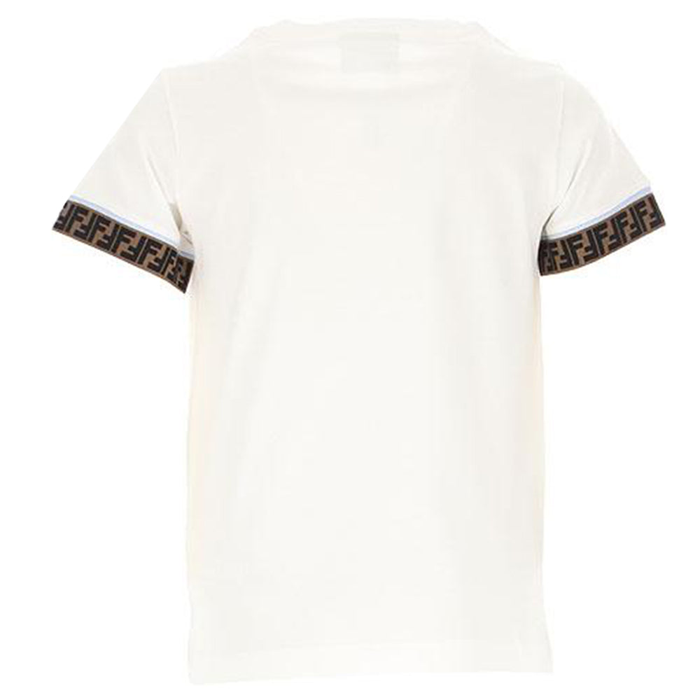 Fendi Kids Cuff Logo T Shirt White