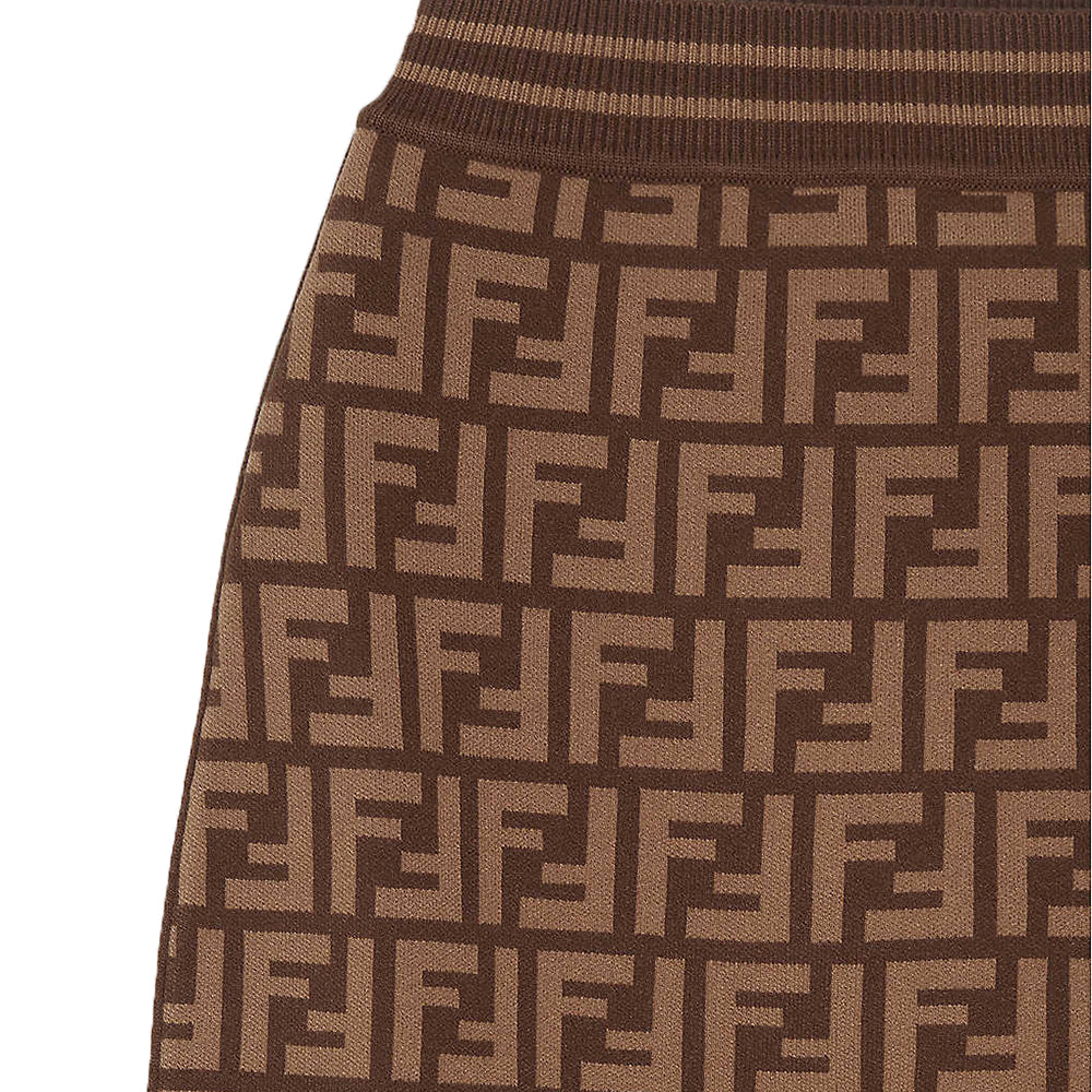 Fendi FF-print woven skirt Brown