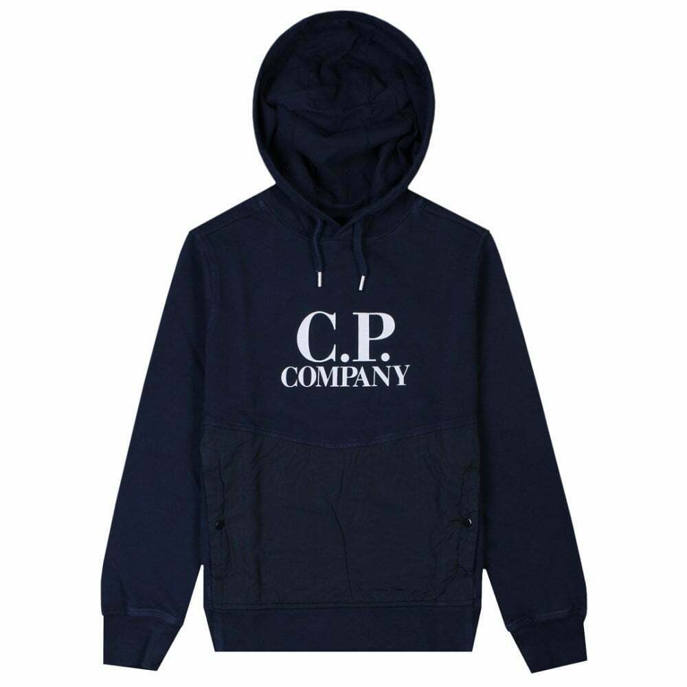 C.P Company Boys Logo Print Hoodie Navy