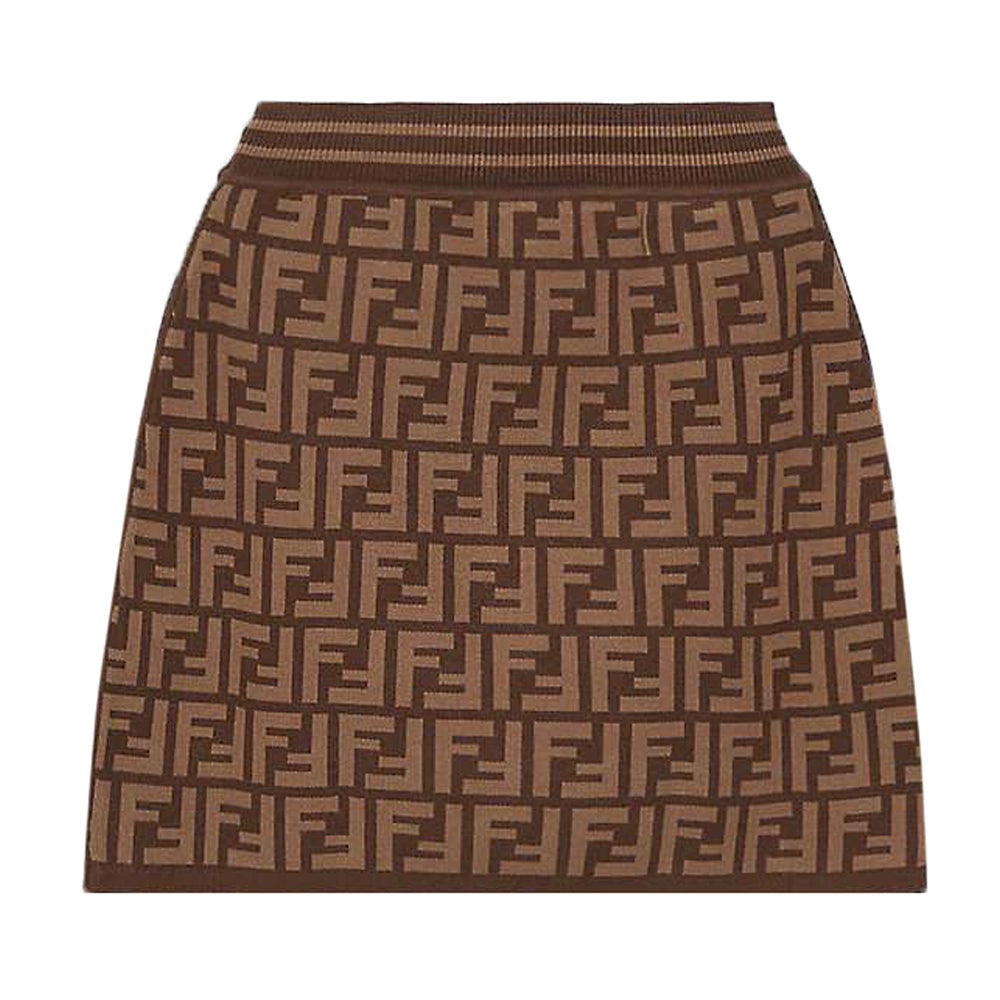 Fendi FF-print woven skirt Brown