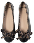 Fendi Girls FF-motif bow-detail ballerina shoes Black