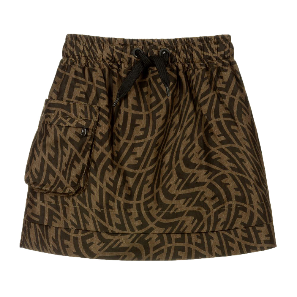 Fendi Girls Pocket Skirt Brown