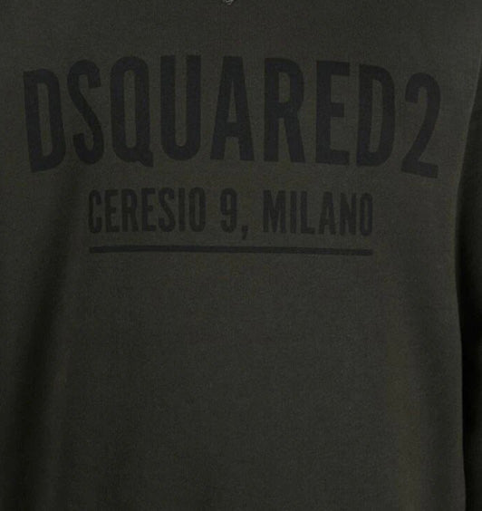 Dsquared2 Men&#39;s Logo Print Crewneck Sweatshirt Khaki